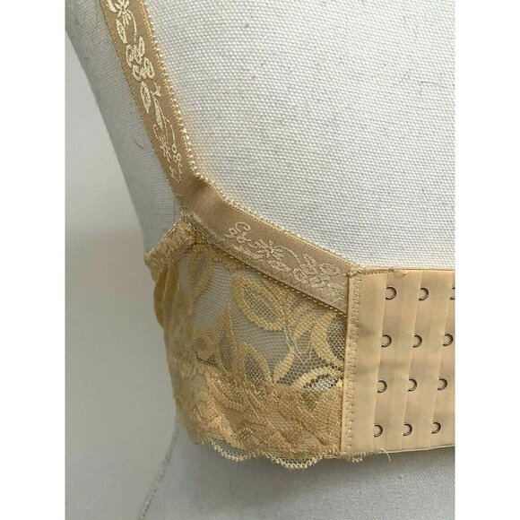 Womens Floral Lace Underwire Lightly Padded Peach Bra 38C New Adjustable - Picture 9 of 12